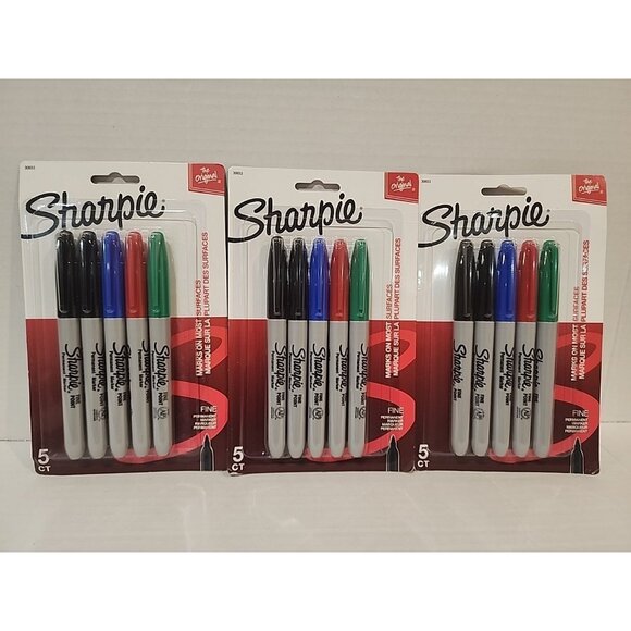 15 pack SHARPIE Permanent Markers Fine Point Black Red Green Blue color set lot - Picture 1 of 3